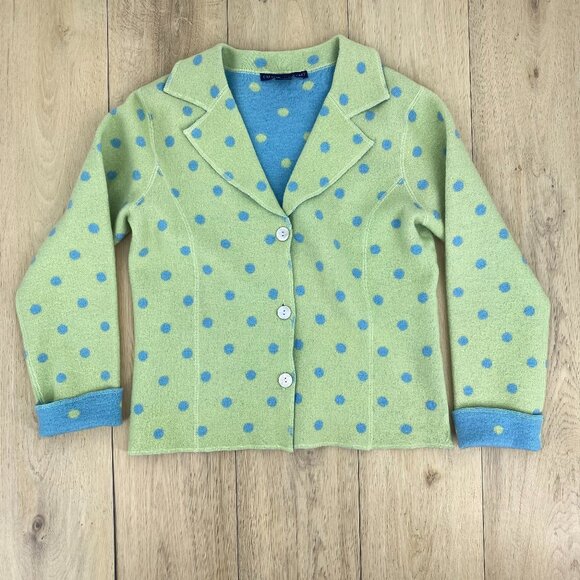 Catherine Stewart 100% Wool Polka Dot Cardigan Jacket M - Picture 5 of 12